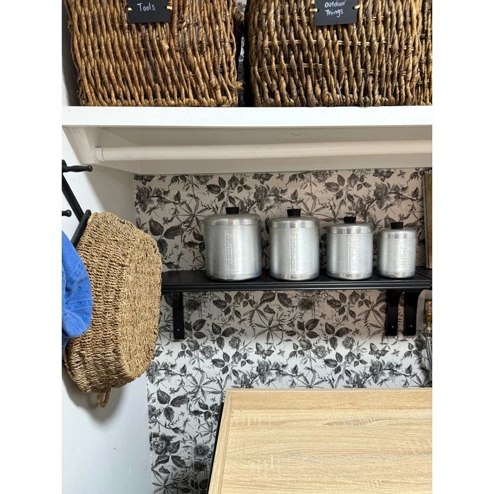 Vintage 1950s Mid Century Modern Spun Aluminum Nesting Kitchen Canister Set